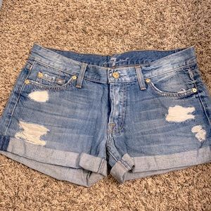 7 for all mankind ripped denim shorts